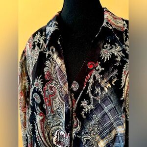 5/$25 will bundle Women’s Sheer Paisely and Plaid Blouse